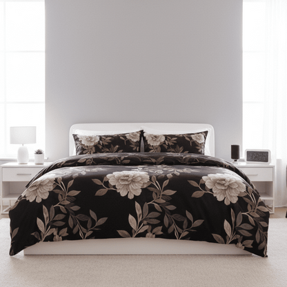King size, 6 - piece floral design set in a rich brown color. - BusDeals