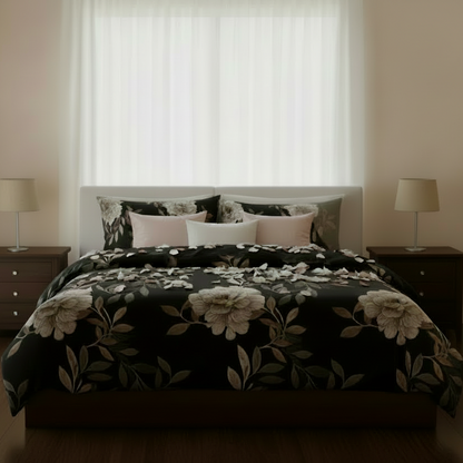 King size, 6 - piece floral design set in a rich brown color. - BusDeals