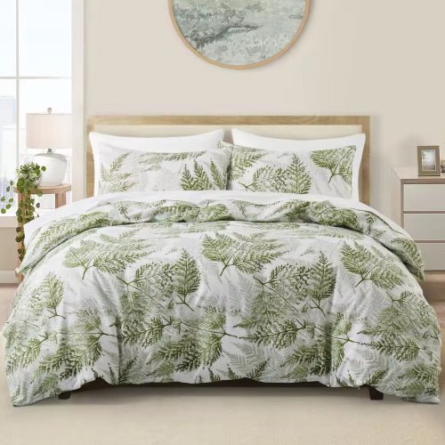 King size 6 - piece modern duvet cover set Judith palm leaf green.. - BusDeals