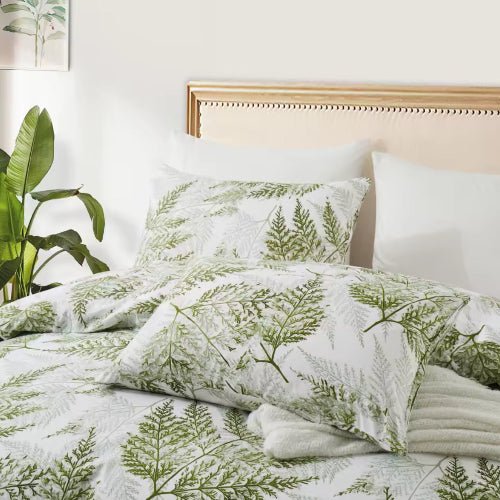 King size 6 - piece modern duvet cover set Judith palm leaf green.. - BusDeals