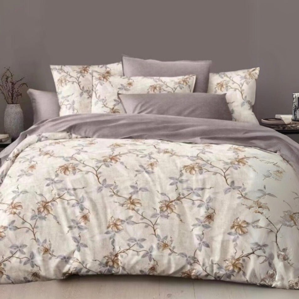 King size 6 - piece pastel bedding set with out filling, floral pattern - BusDeals