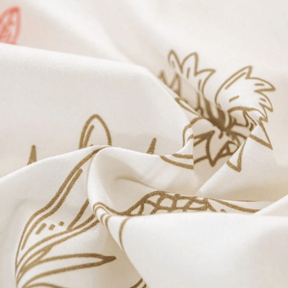 King size 6 - piece peach bedding set featuring a botanical floral design duvet cover. - BusDeals