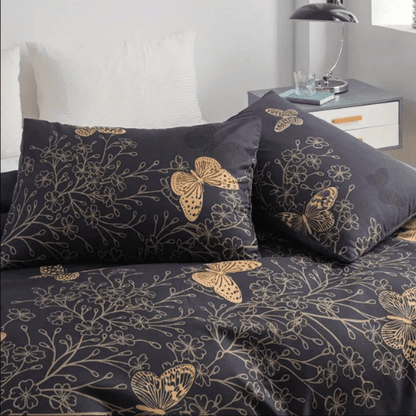 King size, 6-piece reversible butterfly design in brown and grey. - BusDeals