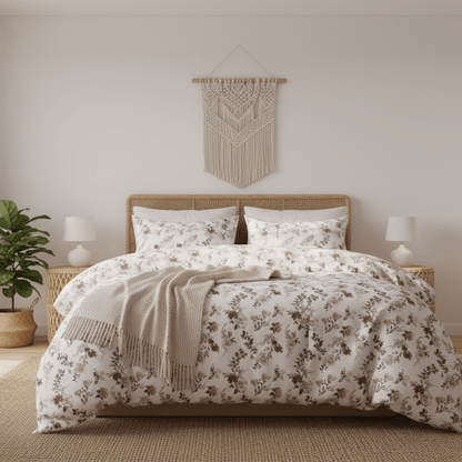 King size 6 - piece trendy red floral soft bedding set. - BusDeals