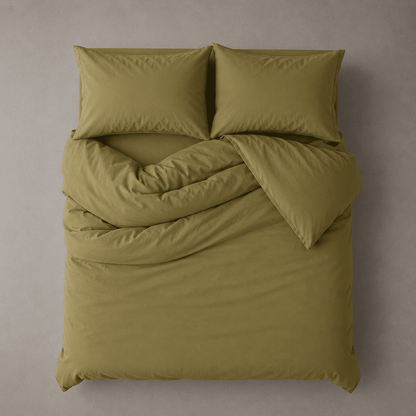 King size 6 Pieces bedding Set, Super Soft Wrinkles fabric Washable Cotton, Khaki Color. - BusDeals