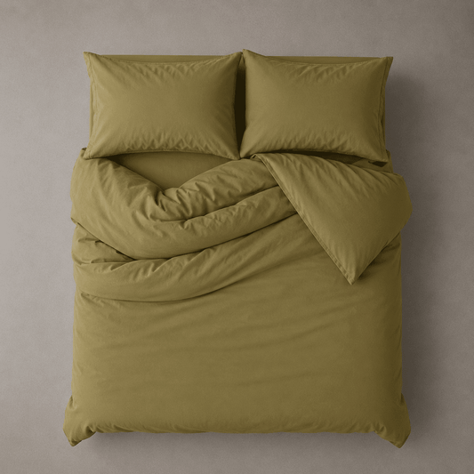 King size 6 Pieces bedding Set, Super Soft Wrinkles fabric Washable Cotton, Khaki Color. - BusDeals