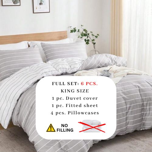 King size 6 pieces Bedding Set without filler, Posh Stripe Design - BusDeals
