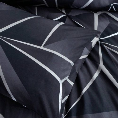 King Size 6 pieces, Black with Grey Geometric Design Duvet cover set. - BusDeals