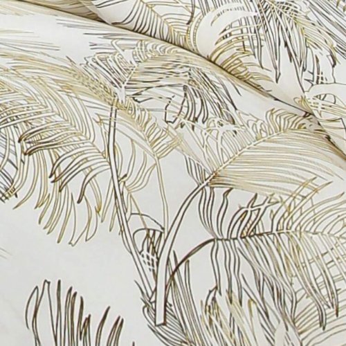 King Size 6 pieces, duvet cover set, golden leaf design. - BusDeals