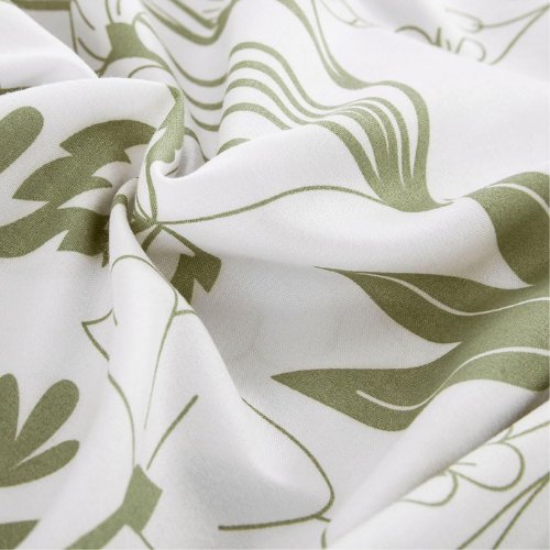 King Size 6 pieces, duvet cover set, green plant leaf design. - BusDeals