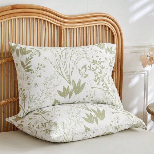 King Size 6 pieces, duvet cover set, green plant leaf design. - BusDeals