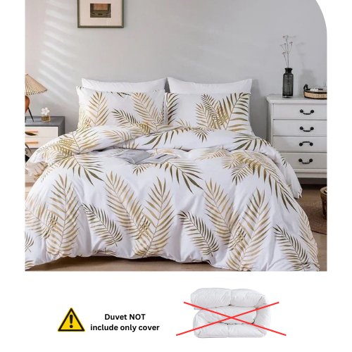 King Size 6 pieces, duvet cover set, tropical leaves design. - BusDeals