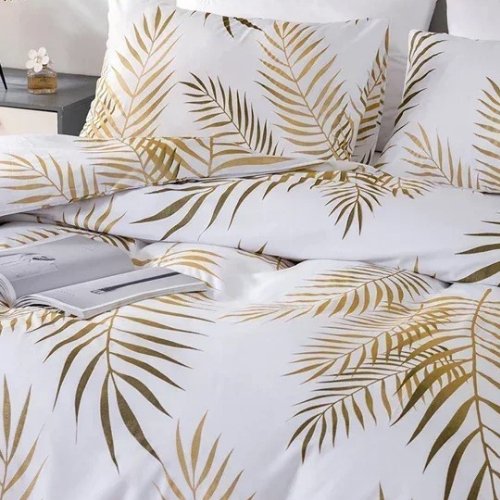 King Size 6 pieces, duvet cover set, tropical leaves design. - BusDeals