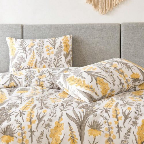 King Size 6 pieces, duvet cover set, yellow flowers design. - BusDeals