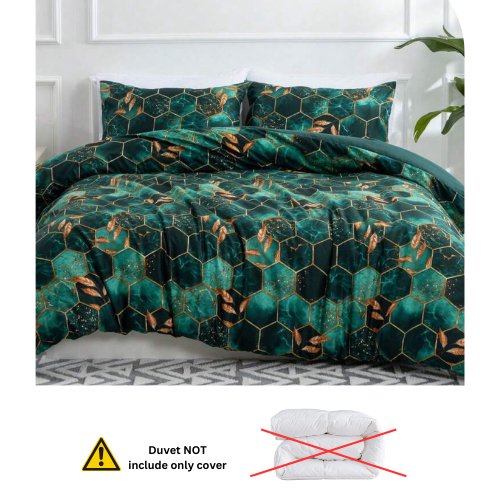 King Size 6 pieces, Green Marble Design Bedding set. - BusDeals