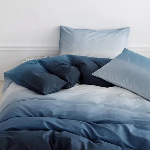 King Size 6 pieces, Ombré Blue Bedding set. - BusDeals