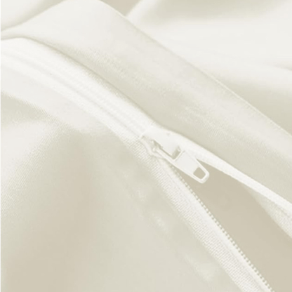 King Size 6 Pieces Premium Bamboo Satin Silky Duvet Cover set, Ivory color. - BusDeals