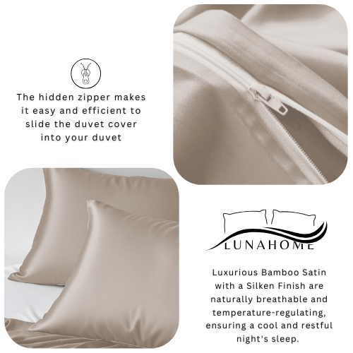 King Size 6 Pieces Premium Bamboo Satin Silky Duvet Cover set, Teal color. - BusDeals
