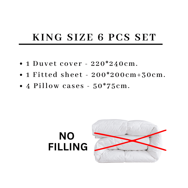 King size 6 piece duvet cover set with gray leaf pattern, very soft quality. - BusDeals