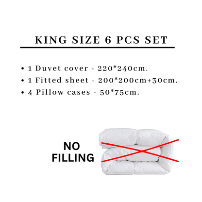 King size 6 piece duvet cover set with gray leaf pattern, very soft quality. - BusDeals