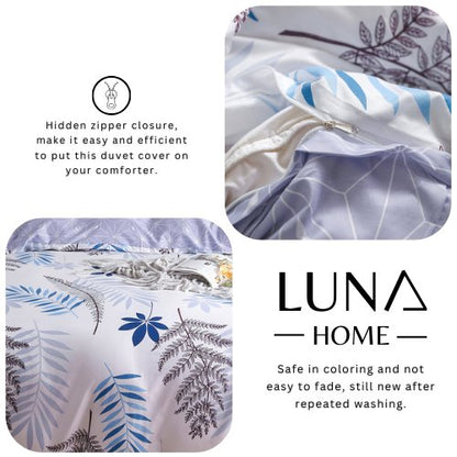 King size 6 pieces, Reversible Duvet Cover Set, with a Lovely Leaf Design. - BusDeals