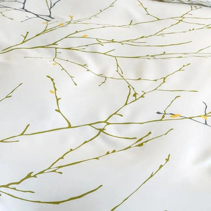 King Size 6 Pieces Twigs Print Duvet Cover Set, Beige color. - BusDeals
