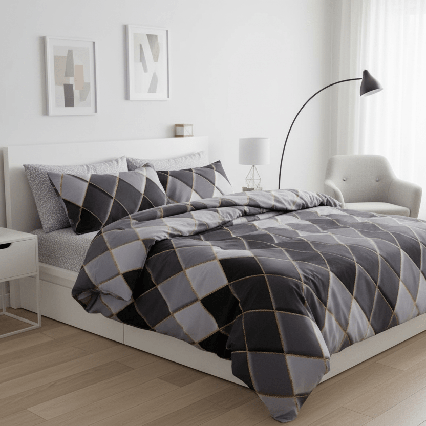 King size bedding set of 6 pieces, Duvet cover without filling. Rhombs design. - BusDeals