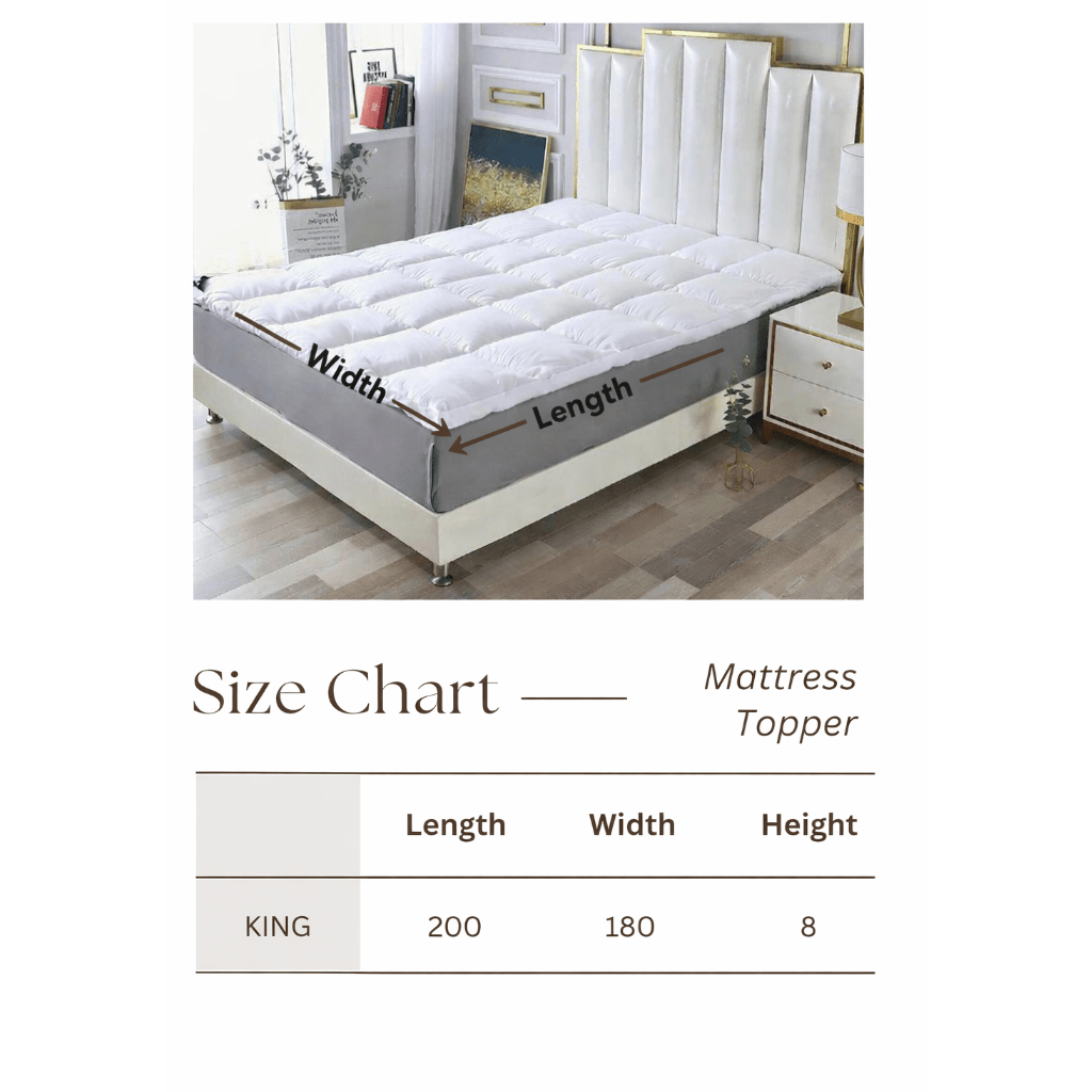 King Size Mattress Topper 180*200+8cm, Super Soft White Protector Pad, Vacuum packed. - BusDeals
