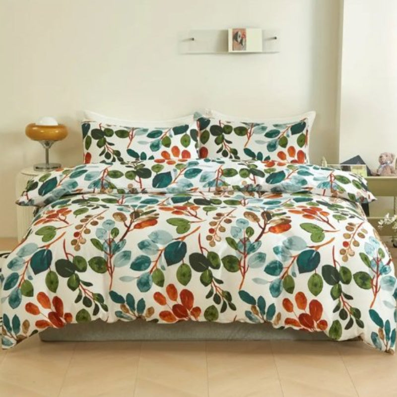 King Size without Filler 6 Pieces, Green Color Leaves Design - BusDeals