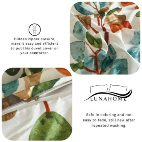 King Size without Filler 6 Pieces, Green Color Leaves Design - BusDeals