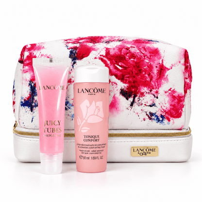 Lancôme Juicy Tubes Dreamsicle 03, Travel Pack Tonique Confort 50ml with Makeup Bag - BusDeals