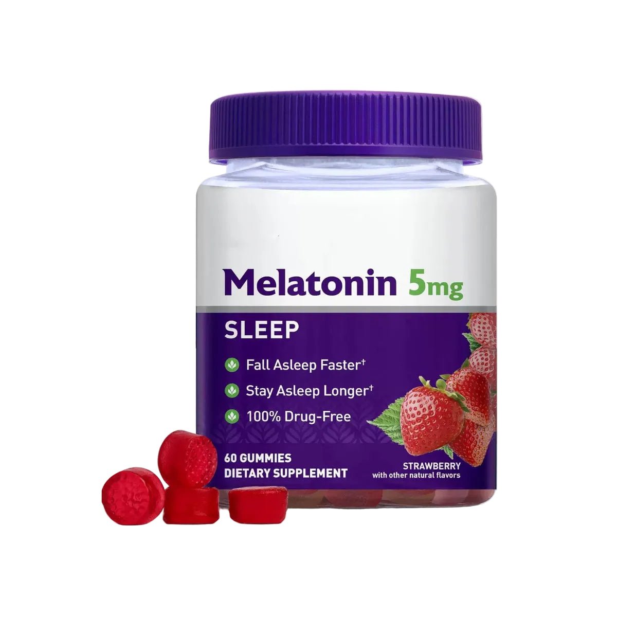 Melatonin Sleep, Strawberry, 5mg - 60 Gummies - BusDeals