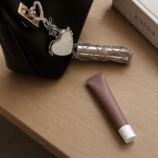 Mesh Lipstick Keychain with Heart, Mini Mirror - Lipstick Holder - BusDeals