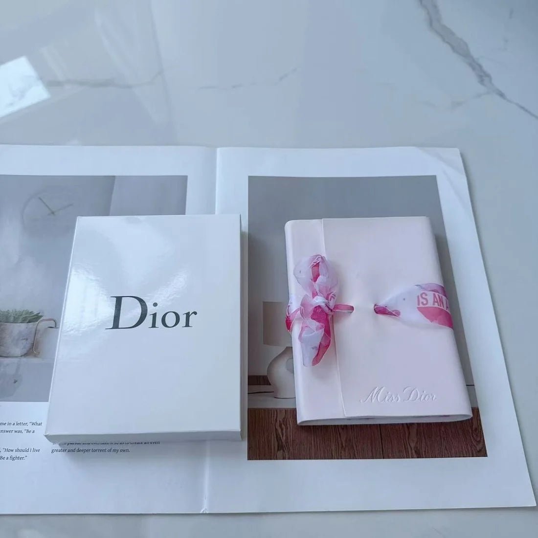 Miss Dior Pink Flower Notebook Pencil Limited with Gift Bag - BusDeals