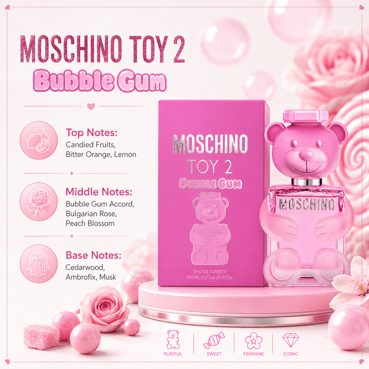 Moschino Toy 2 Bubble Gum For Women Eau De Toilette 100ml - BusDeals