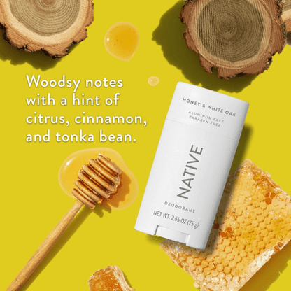 Native Deodorant - Honey & White Oak - 72 Hour Odor Control, with Baking Soda, Coconut Oil and Shea Butter. - BusDeals
