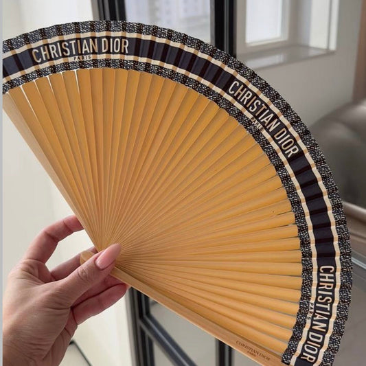 New! Dior DIORIVIERA Folding Bamboo Fan ~ Navy - BusDeals