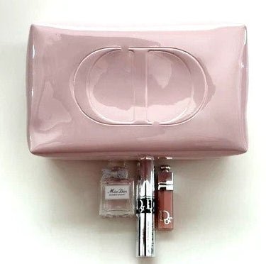 New Dior Trousse Pouch Pink Patent Makeup Bag Cosmetic Travel Case With Samples - BusDeals