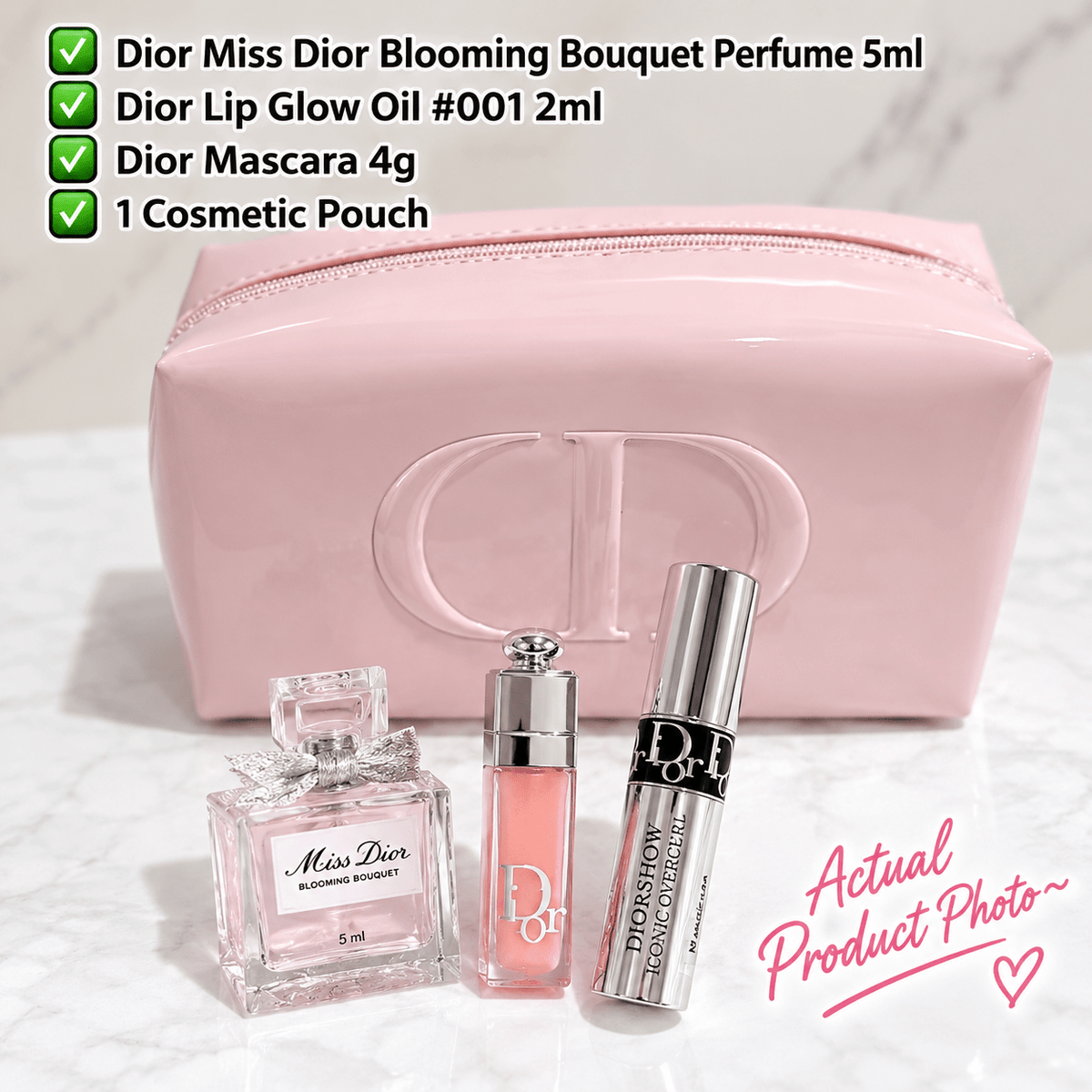 New Dior Trousse Pouch Pink Patent Makeup Bag Cosmetic Travel Case With Samples - BusDeals