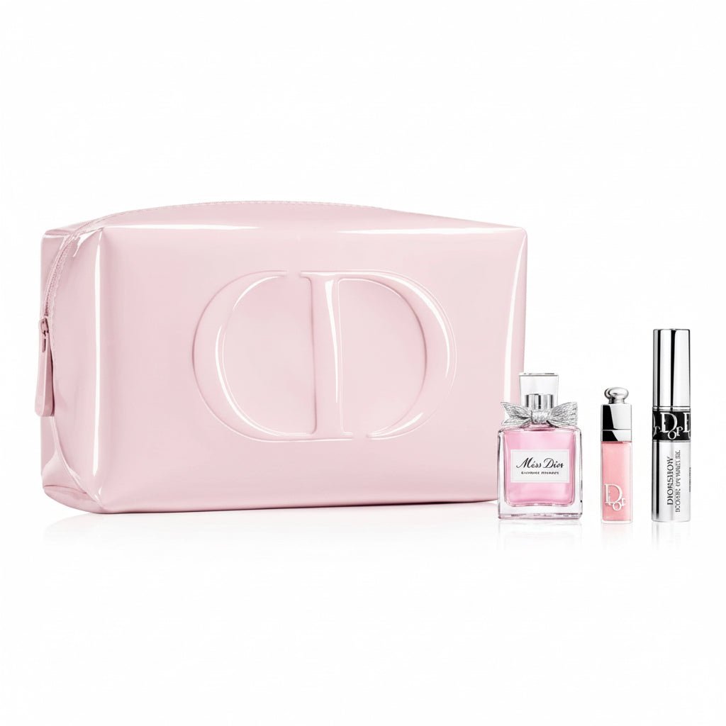New Dior Trousse Pouch Pink Patent Makeup Bag Cosmetic Travel Case With Samples - BusDeals