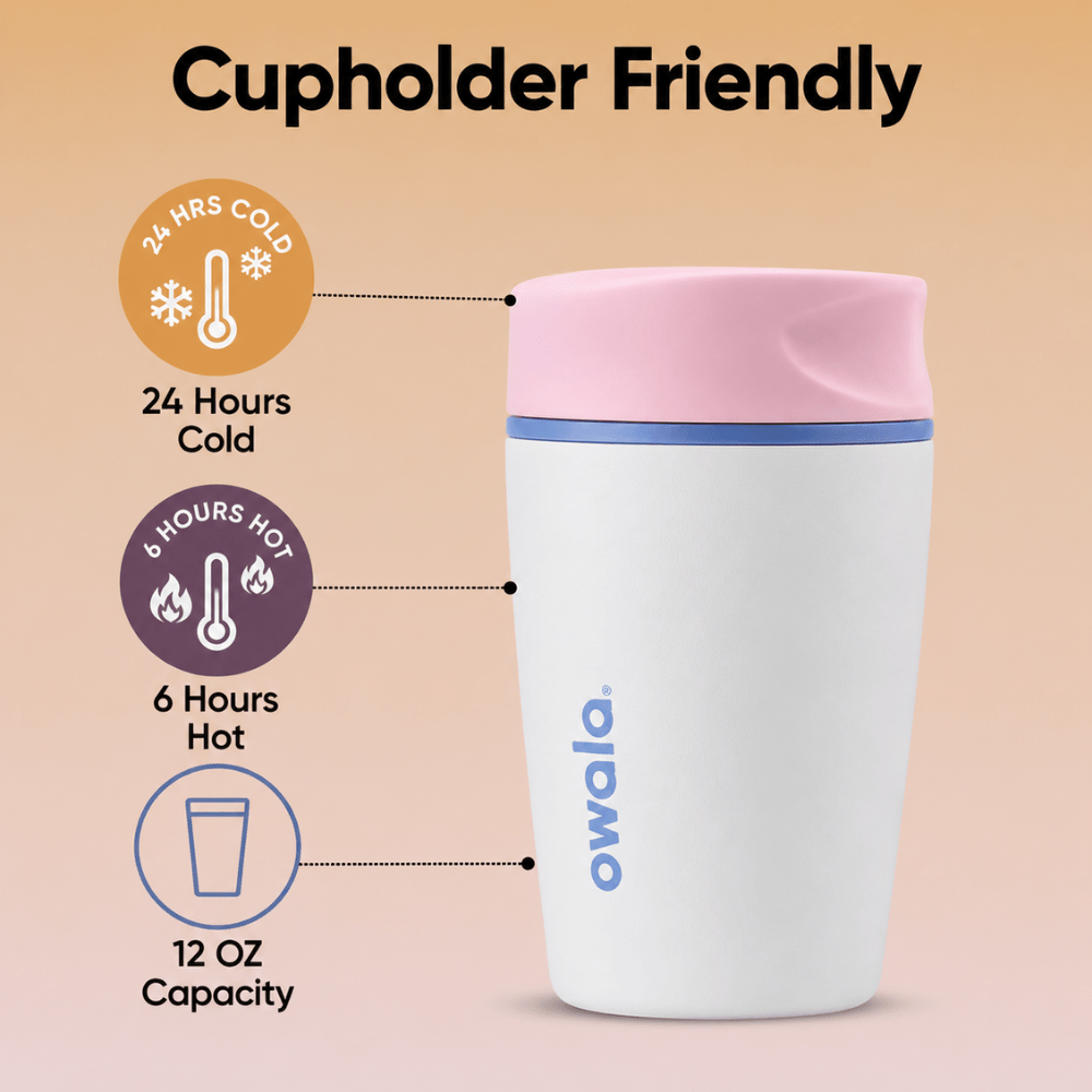 Owala SmoothSip Slider - Stainless Steel - 12-oz. - Candy Coated, Pink - BusDeals