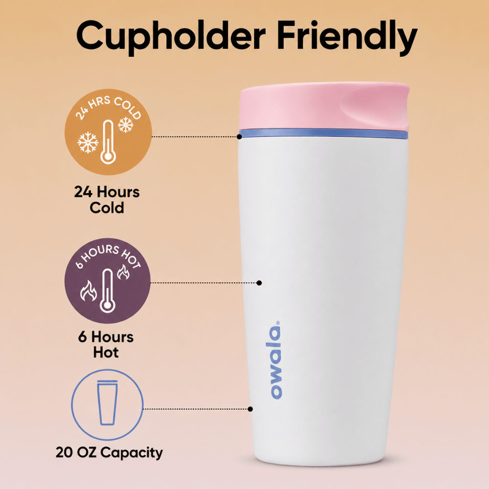 Owala SmoothSip Slider - Stainless Steel - 20-oz. - Candy Coated, Pink - BusDeals