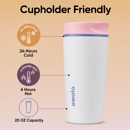 Owala SmoothSip Slider - Stainless Steel - 20-oz. - Candy Coated, Pink - BusDeals