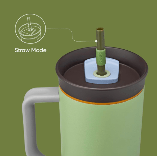 Owala Stainless Steel Triple Layer with Straw 40 oz, Green Brave Adventures - BusDeals