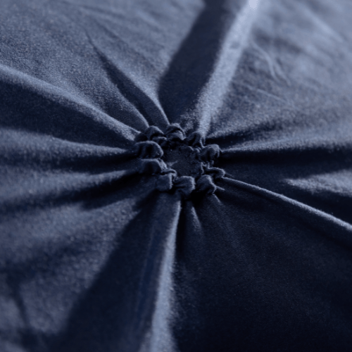 Premium 6 Piece King Size Duvet Cover Pinch Flower Design, Solid Blue. - BusDeals