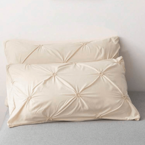 Premium 6 Piece King Size Duvet Cover Pinch Flower Design, Solid Nude Beige color. - BusDeals