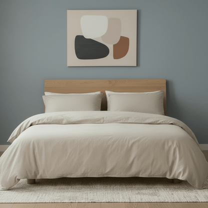 Premium king size 6 pieces duvet cover set, plain beige color. - BusDeals