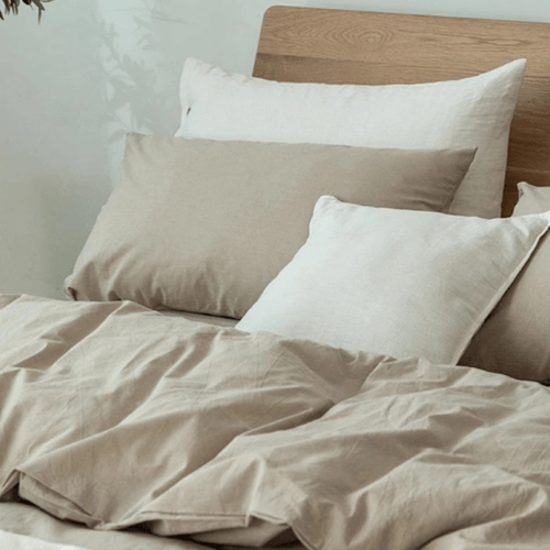 Premium king size 6 pieces duvet cover set, plain beige color. - BusDeals