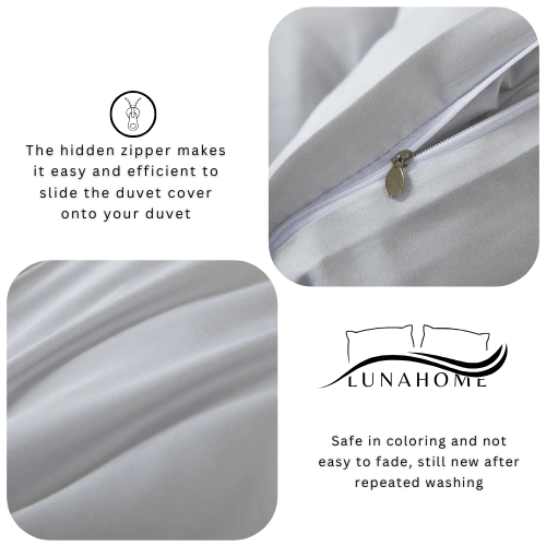 Premium Queen/Double size 6 pieces Bedding Set without filler, Plain Light Gray Color - BusDeals