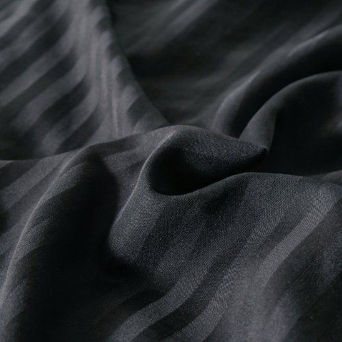 Premium Single size 4-piece bed linen, satin striped, black color. - BusDeals